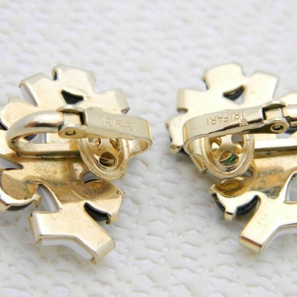 CROWN TRIFARI White Black EARRINGS - Picture 3 of 3